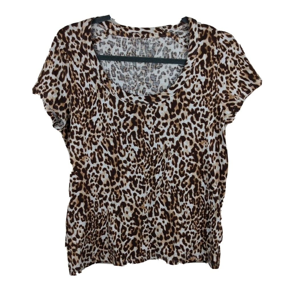 Banana Republic Shirt Top Womens Size Medium Cheetah Leopard Print